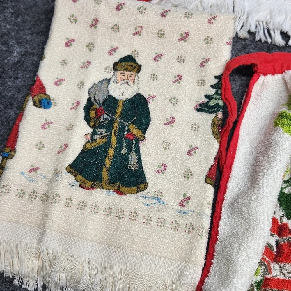 VTG Lot Christmas Country Dish Kitchen Towels Apron Potholder Goose Cottage